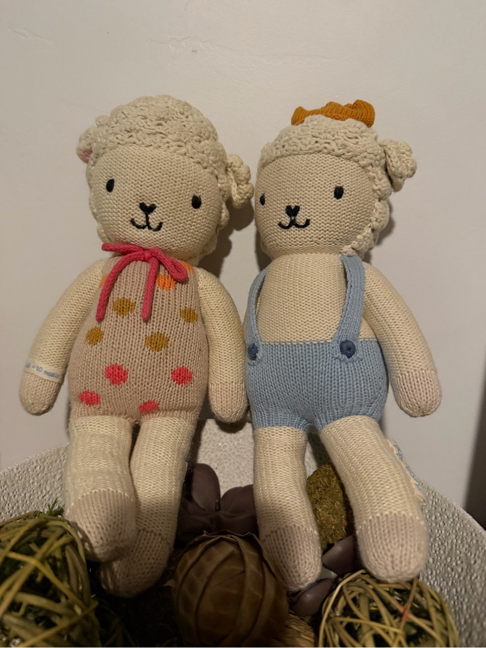 Cuddle + Kind Large Sebastian & Lucy the Lamb Plush Knit Dolls Stuffed Toys Peru